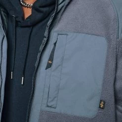 Alpha Industries Mixed Media Fleece Full-Zip Hoodie - Men's -Men's Outdoor Gear SLABLU D3