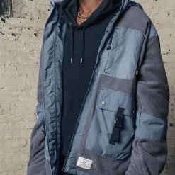 Alpha Industries Mixed Media Fleece Full-Zip Hoodie - Men's -Men's Outdoor Gear SLABLU D6