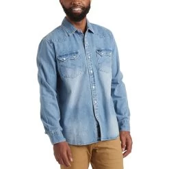 Crosscut Denim Snap Shirt - Men's -Men's Outdoor Gear SHAMEDWAS